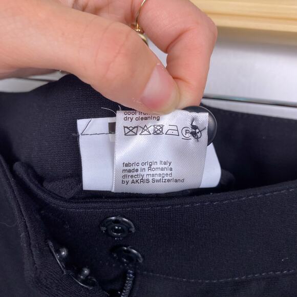 Akris Punto Sewn Front and Back Seam Viscose Trousers Black 8 - Picture 7 of 8